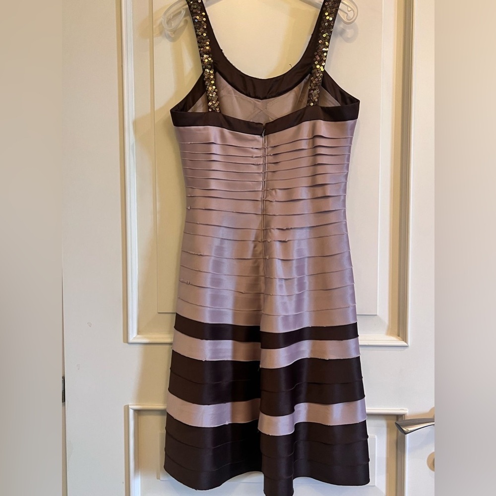 Adrianna Papell Purple Pleated Embellished Cocktail Mini Dress - Picture 5 of 6